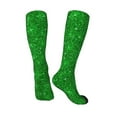 thumbnail image 4 of Daiia Sports Socks Green Glitter Printed Novelty Crew Socks for Men Women Knee High Socks Cotton Socks Soft & Breathable Support Unisex Socks, 4 of 9