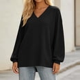 thumbnail image 5 of Maplenight Waffle Knit Tops for Women V Neck Long Sleeve Relaxed Fit Casual Pullover Tops for Fall Winter, 5 of 7