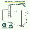 thumbnail image 6 of Klokick 3-in-1 Jungle Gym & Monkey Swing Bar - Kids Backyard Play Set for Strength & Active Fun, Green, 6 of 9