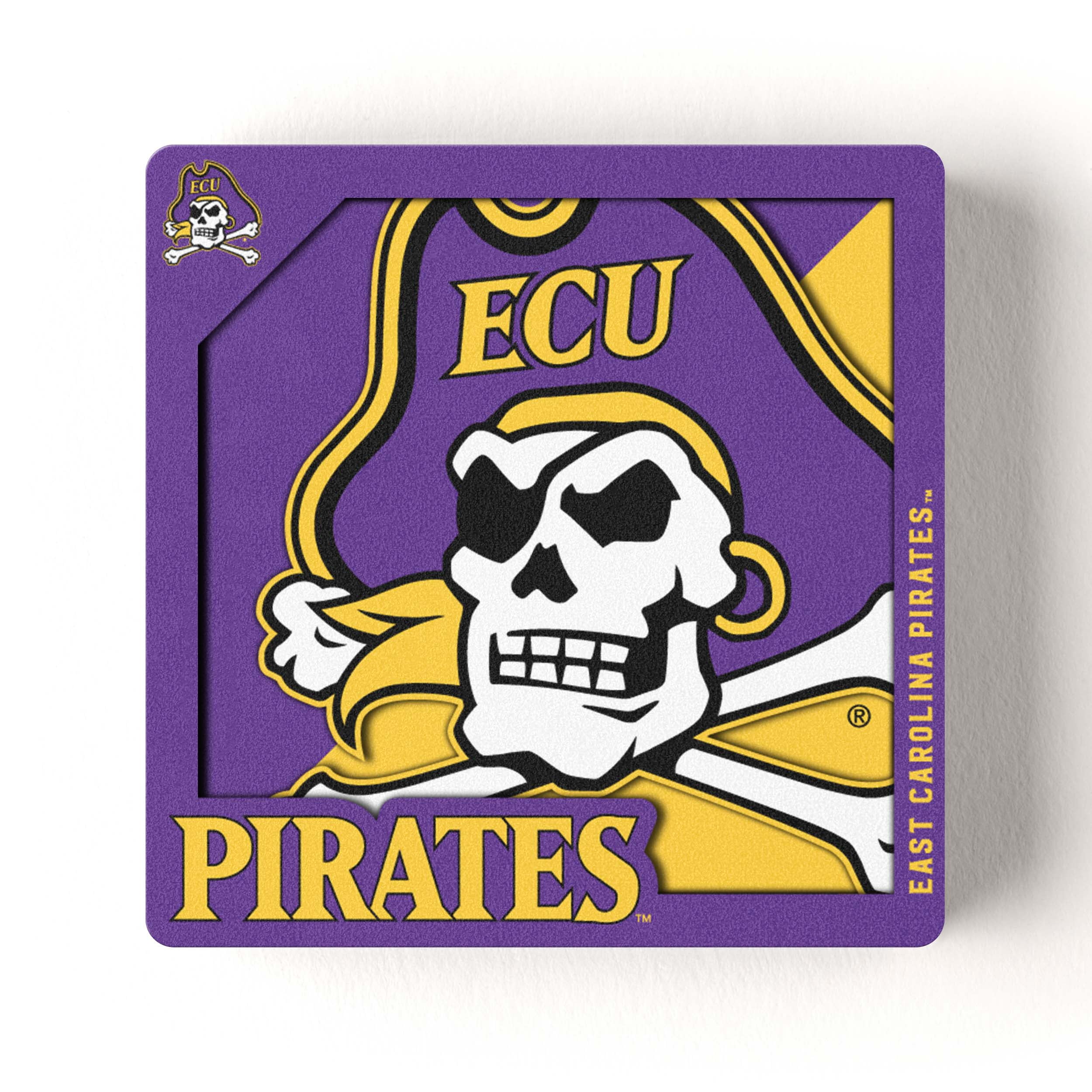 East Carolina Pirates Round Floral Magnet - Officially Licensed 4 Inch College Team Car Magnet