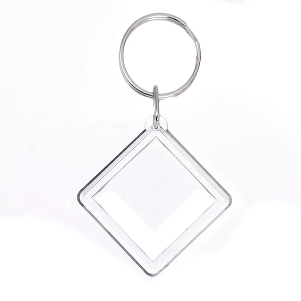 LLavero de acrílico en blanco para mujer, colgante de imagen transparente en blanco, marco de fotos transparente, borlas a presión, foto de inserción personalizada, 1/5 piezas