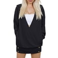 thumbnail image 2 of Gvmfive Women Solid Front Criss Cross Long Sleeve Sweatshirt Casual Relaxed Fit Hoodie, 2 of 4