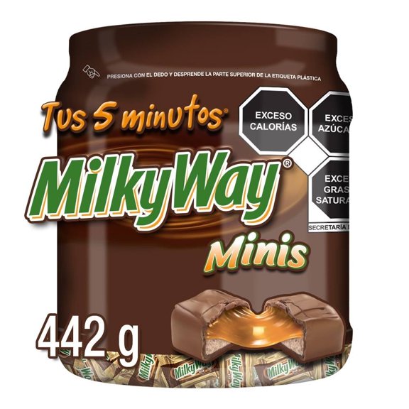 Chocolate con leche Milky Way minis rellenos de caramelo y nougat 52 pzas de 8.5 g c/u