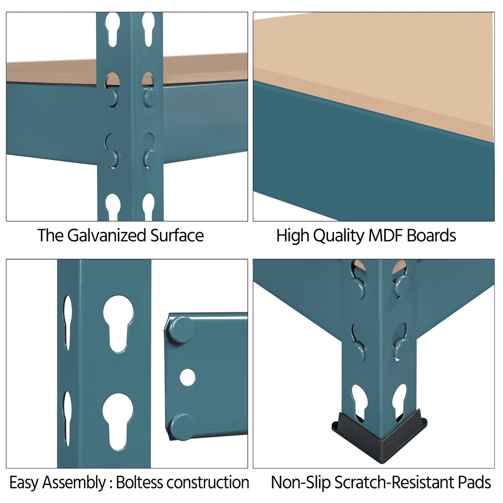 Alden Design 5-Shelf Boltless & Adjustable Steel Storage Shelf Unit, Neptune Blue