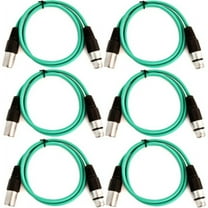 Seismic Audio SAXLX-3, 6 Pack of Green 3 Foot XLR Patch Cables