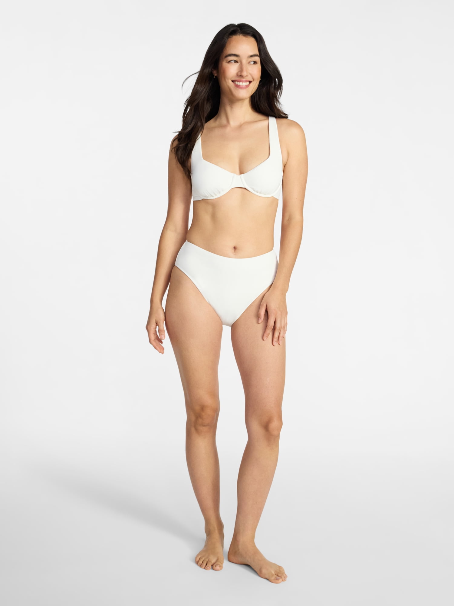 Time and Tru Women's and Women's Plus Size Ribbed Mid Rise Bikini Swim Bottoms, Sizes XS-3X