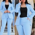 thumbnail image 3 of 2 Pcs/Set Lady Formal Coat Pants Set Long Sleeves Double Buttons Tight Waist Cardigan Mid Length Jacket Straight High Waist Trousers Formal Business Commuting Outfit, 3 of 8