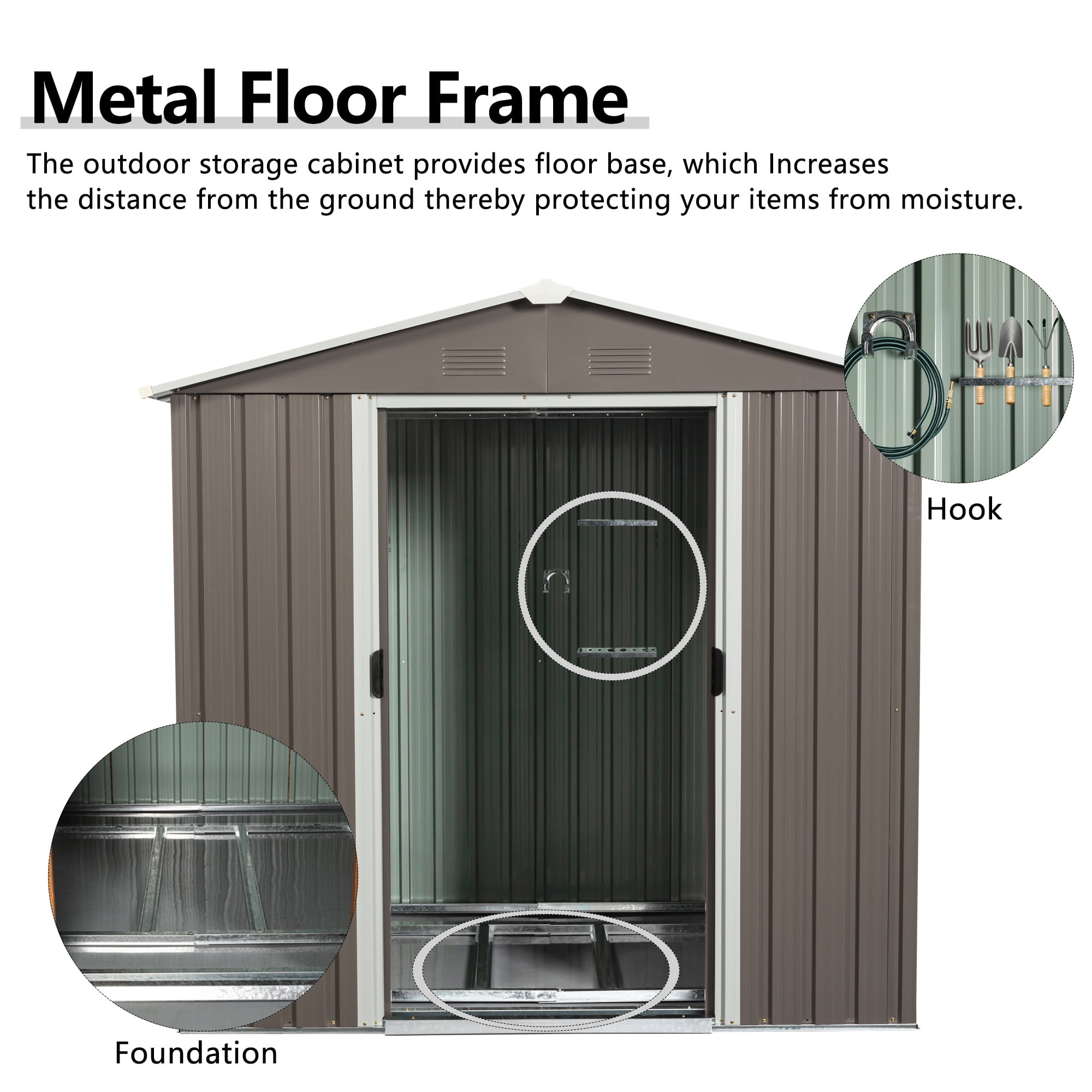 Aimee Lii 72"x46" Metal Outdoor Storage Shed, Utility Tool Shed Storage House, Metal Sheds Outdoor Storage for Backyard Garden Patio Lawn, Gray Aimee Lii 72"x46" Metal Outdoor Storage Shed, Utility Tool Shed Storage House, Metal Sheds Outdoor Storage for Backyard Garden Patio Lawn, Gray