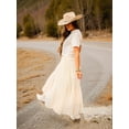 thumbnail image 2 of Women'S Western Bohemian Maxi Dress Summer Casual Asymmetrical High-Low Hem Country Denim Skirt Half Skirt White L, 2 of 8
