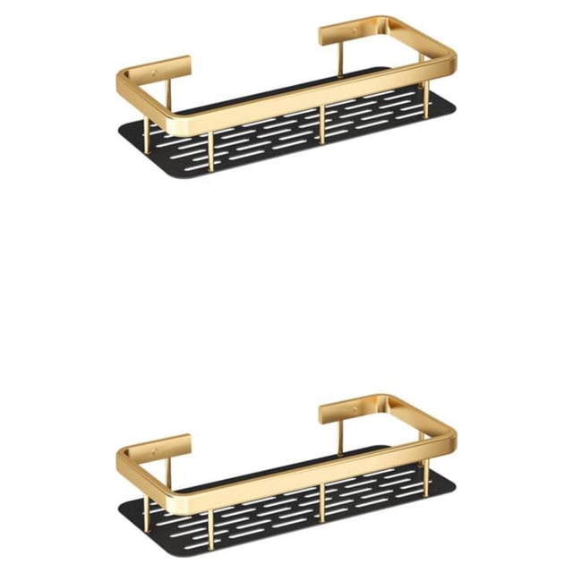 Matsuzay Wall Mounted Shower Caddy Adhesive Shower No Basket Tray Tidy Punching Caddy Tipo 1 2piezas