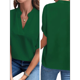 thumbnail image 2 of Blusa de para Mujer, Cuello en V, Estilo Túnica Elegante. Verde S, 2 of 5