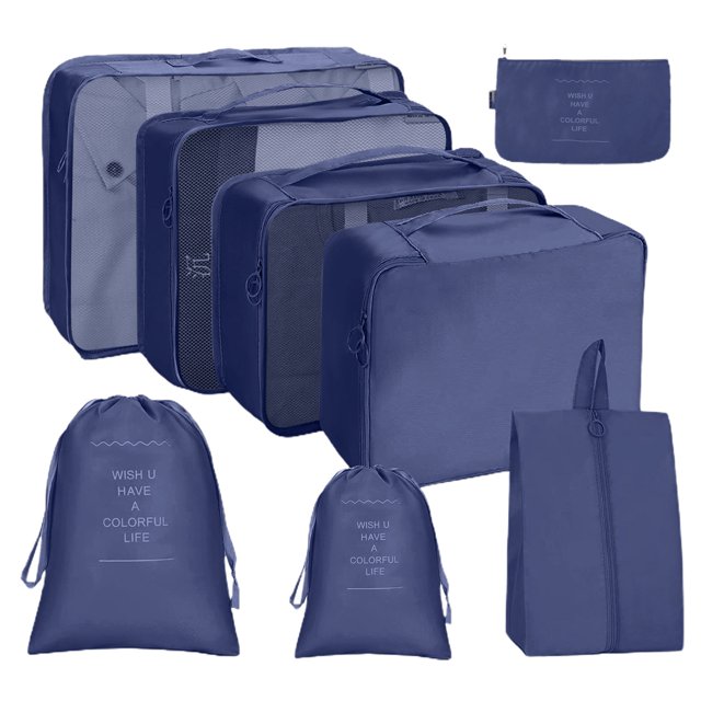 CSChome Travel Storage Bag Foldable Suitcase Organizer 8Pcs/Set Multi Sizes Travel Organizer Drawstring Wash Travel Clothes Storage Travel