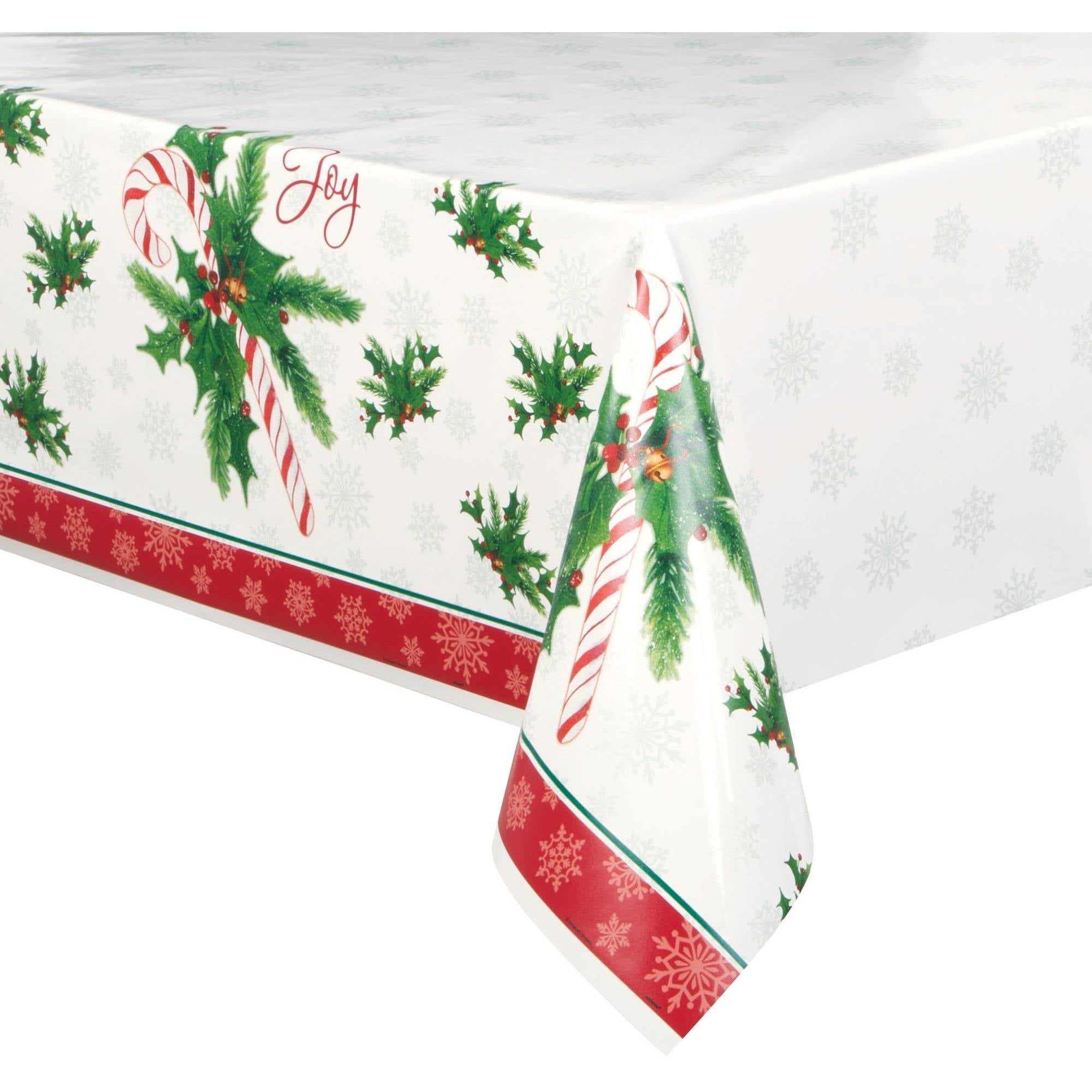Candy Cane Christmas Plastic Party Tablecloth, 84 x 54in