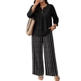 thumbnail image 5 of Womens Sets 2 Piece Outfits Summer Outfits Lounge Sets Short Sleeve Tops Wide Leg Pants Vacation Travel Outfits, 5 of 6