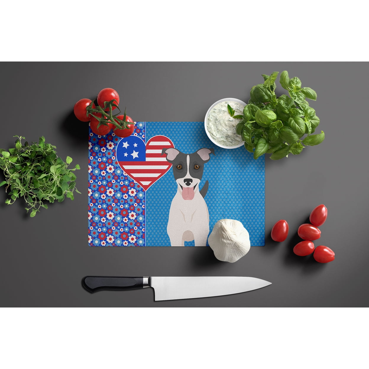 Black White Smooth Jack Russell Terrier Glass Cutting Board Large 12 in x 15 in