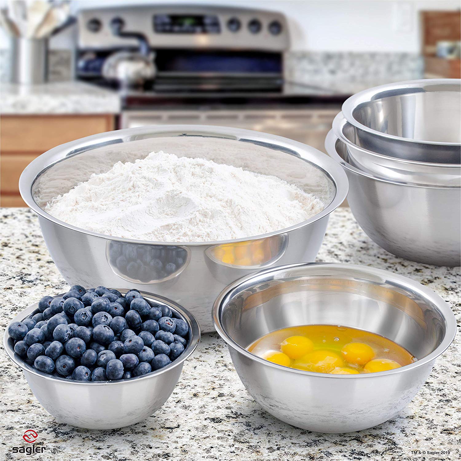 Home-it Set of 6 stainless Steel Mixing Bowls - image 5 of 5