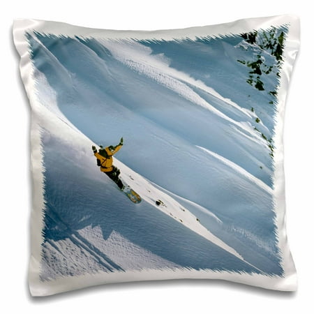 3dRose Snowboarding, Big Cottonwood, Wasatch-Cache NF, Utah - US45 HGA0072 - Howie Garber, Pillow Case, 16 by 16-inch