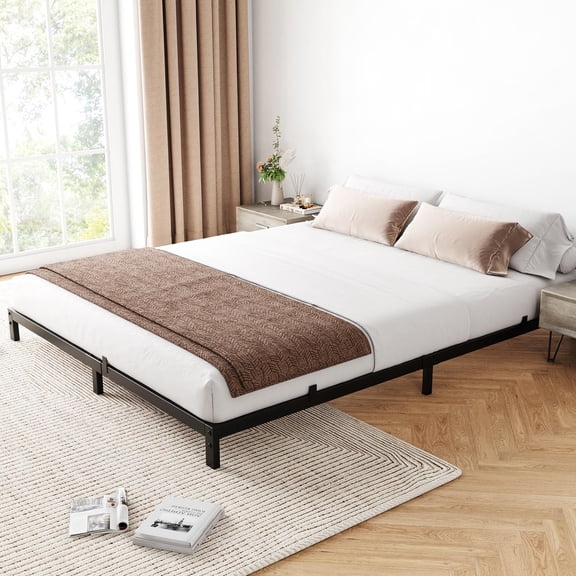 6-Inch Queen Bed Frame, Low Profile Metal Platform Bed, Mattress Foundation, Noise-Free, Easy Assembly