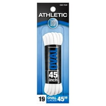 Shoe Gear Athletic Oval Laces for Men and Women, Polyester, White, 45"