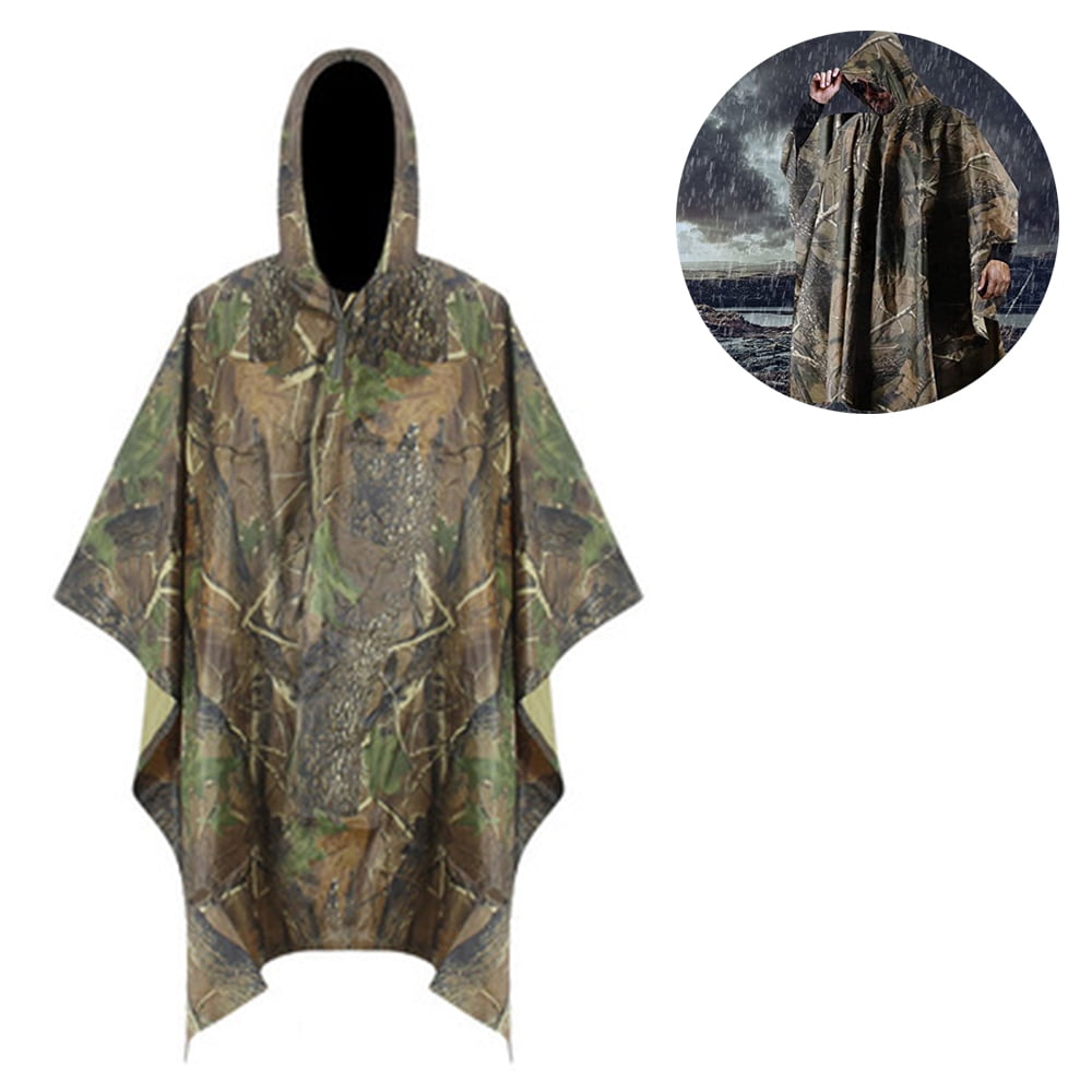 Multifunctional Military Camouflage Waterproof Rain Poncho Raincoat Durable 