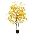 thumbnail image 1 of Artificial Maple Tree, 3.9ft/4.9ft/5.9ft Fake Potted Maple Tree With Planter Large Faux Tree Indoor For Farmhouse Home Wedding Floor Living Room Decoration, 1 of 8
