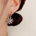 thumbnail image 3 of Cubic Ziconia Snowflake Dangle Hoop Earrings for Women Sparkling Crystal Winter Flower Dangling Charm Huggie Hoops Statement Earrings for Christmas, 3 of 9