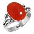 thumbnail image 1 of 925 Silver Ring For Women - Men Orange Natural Carnelian Stone Silver Ring Size 10.5 August Birthstone Simple Silver Ring Size 10.5 Gift For Girl Friend On New Year 925 Gemstone Silver Jewelry, 1 of 6