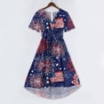 thumbnail image 5 of Patriotic 4th of July Dresses for Women USA Flag Print Short Sleeve Wrap V Neck Tie Waist A-Line Ruffle Hem Flowy Midi Summer Dress, 5 of 6