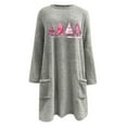 thumbnail image 5 of Lovskoo Fuzzy Fleece Pullover Tops for Women Winter Warm Printed Long Sleeve with Pocket Crewneck Solid Color Warm Top Gray, 5 of 6