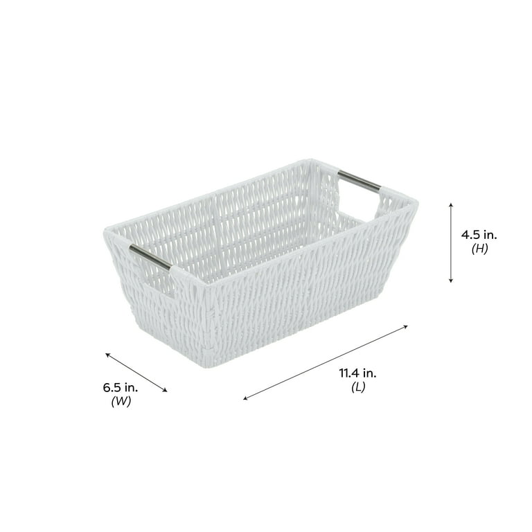 Simplify Small Shelf Rattan Tote Storage Basket in Charcoal