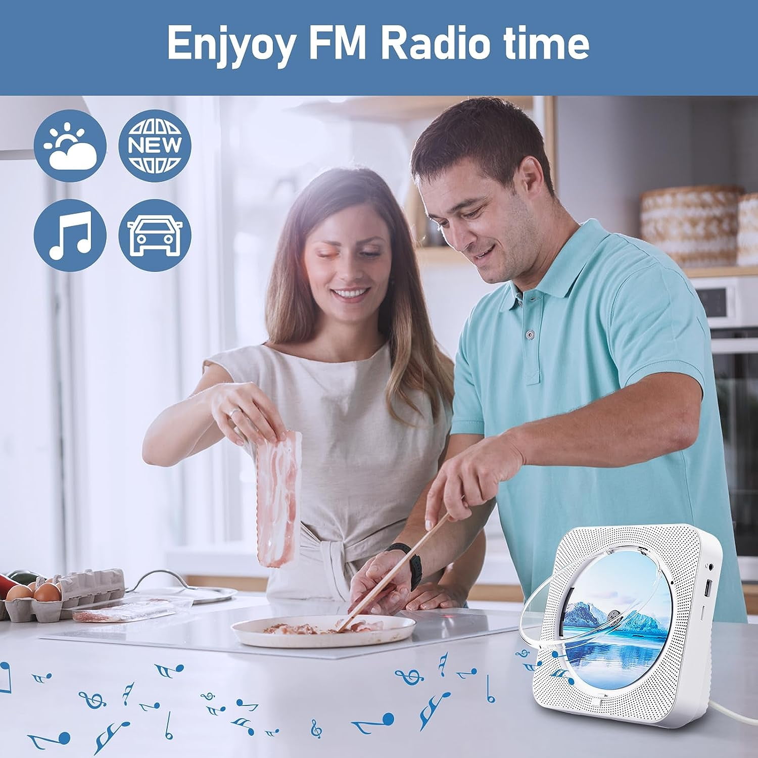 CD Player with Speakers Bluetooth Desktop CD Players for Home Radio CD Player with Remote Control HiFi Speakers Dust Cover LED Screen Timer Supports AUX USB TF Card Playback for Gift
