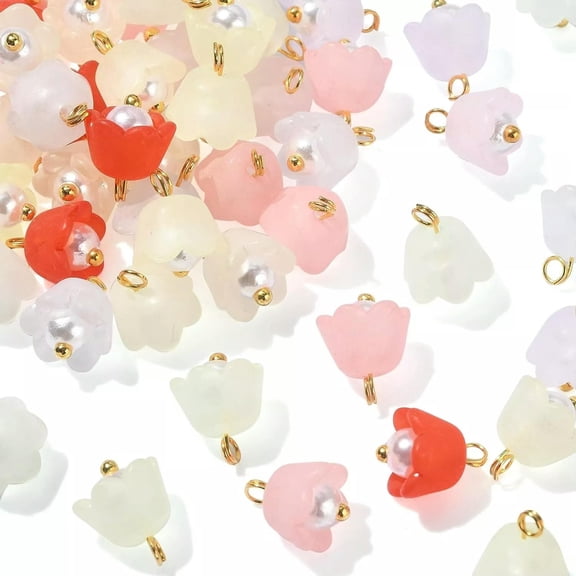 U8MO 200x Acrylic Tulip Flower Charms Pendants for Earrings Keychain Jewelry Making