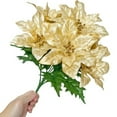 thumbnail image 5 of Antqov Artificial Flowers, 7 Heads Christmas Fake Poinsettia Bouquet Christmas Tree Wreath DIY Ornaments Faux Flowers for Wedding Party Holiday Home Decor, Gifts for Women, 5 of 7