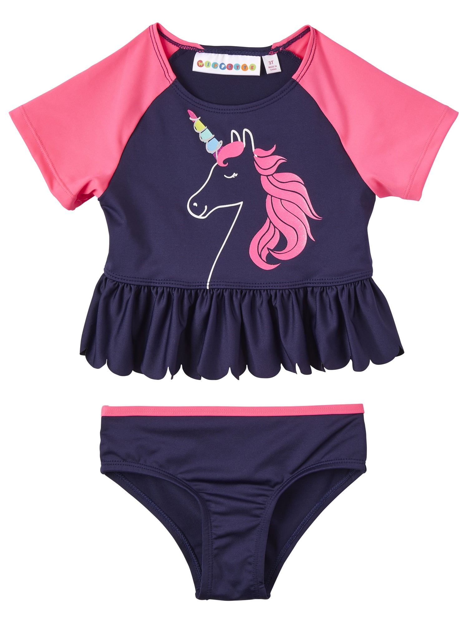 Wippette Baby Girls 2-Piece Rash Guard and Bikini Toddler Swuimsuit Set Size Toddler 3T Tomato Whale 
