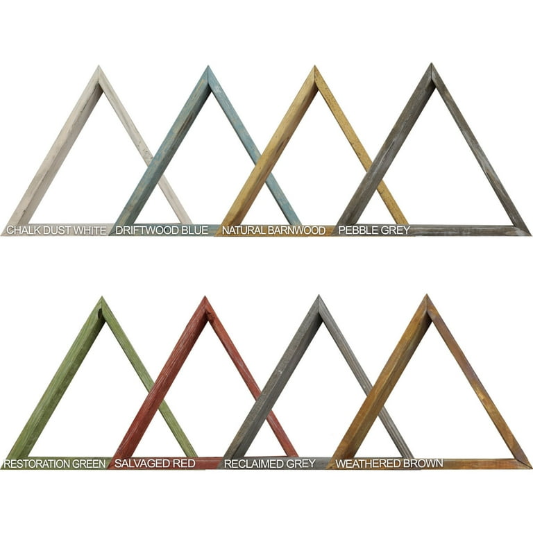 Set Of 3 Triangle Rustic Natural Weathered Grey Wood Open Box Shelve