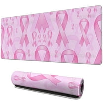 Long Mouse Pads for Desk,Pink Breast Cancer Desk Mats on Top Of Desks, Desk Mouse Pad Extra Large with 3mm Non-Slip Base and Stitched Edge for Gaming,Office,Work,Home 31.5x11.8in