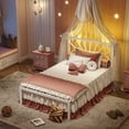 thumbnail image 3 of Twin Size Metal Bed Frame with Headboard Metal Platform Bed Frame with LED Lights Bed Frame Twin with Storage Underbed, Noise Free, No Box Spring, White, 3 of 9