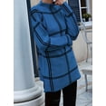 thumbnail image 5 of Checkered Knit Sweater for Women Fall Winter Casual Mock Neck Pullover Striped Sweaters Color Block Tops Royal Blue S, 5 of 9