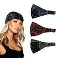 thumbnail image 1 of Diademas bohemias con estampado de leopardo, turbante anudado, diadema elástica con giro, bandas para la cabeza de tela a rayas para mujeres y niñas, 3 piezas, 1 of 5