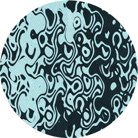 Ahgly Company Machine Washable Indoor Round Transitional Blue Lagoon Blue Area Rugs, 6' Round