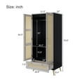 thumbnail image 6 of Euroco Modern 2 Door Armoire Wardrobe Closet, Rattan Clothes Cabinet with Drawer and Hanging Rod, Natural, 6 of 8