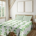 thumbnail image 2 of Ambesonne Leaf Fitted & Top Sheet Set with Shams, Watercolor Swirls Branches, Green White, 2 of 5