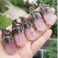 thumbnail image 1 of HOOUN 5pcs Natural Rose Quartz Gems Moon Skull Pendants Magic, 1 of 1