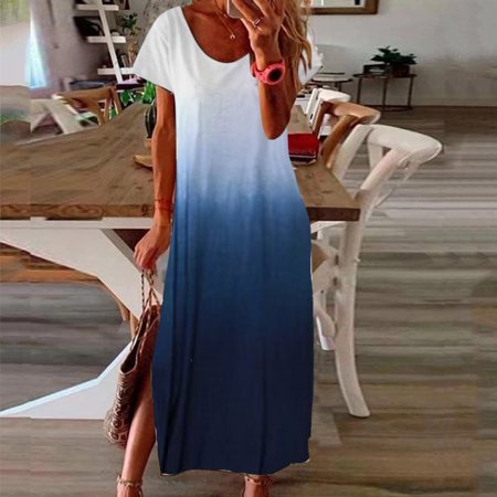 

Moxiu Maxi Dress for Women Casual Short Sleeve Print Dress V Neck Elegant Fall Dresses Casual Beach Hawaiian Dresses