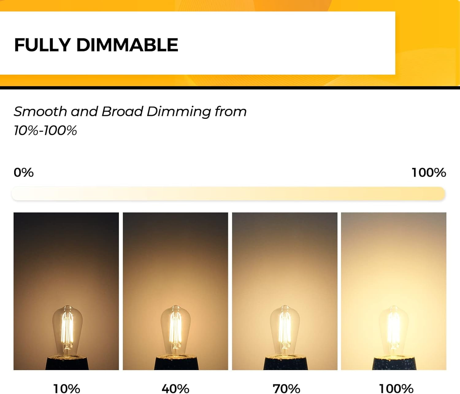 PYYAN-Dimmable Edison Bulbs 60 Watt LED, E26 Bulb 2700K Warm White ST19 Vintage Light Bulbs, 95+CRI, UL Listed,700LM 6W E26 Medium Base, Clear Glass, Pack of 4