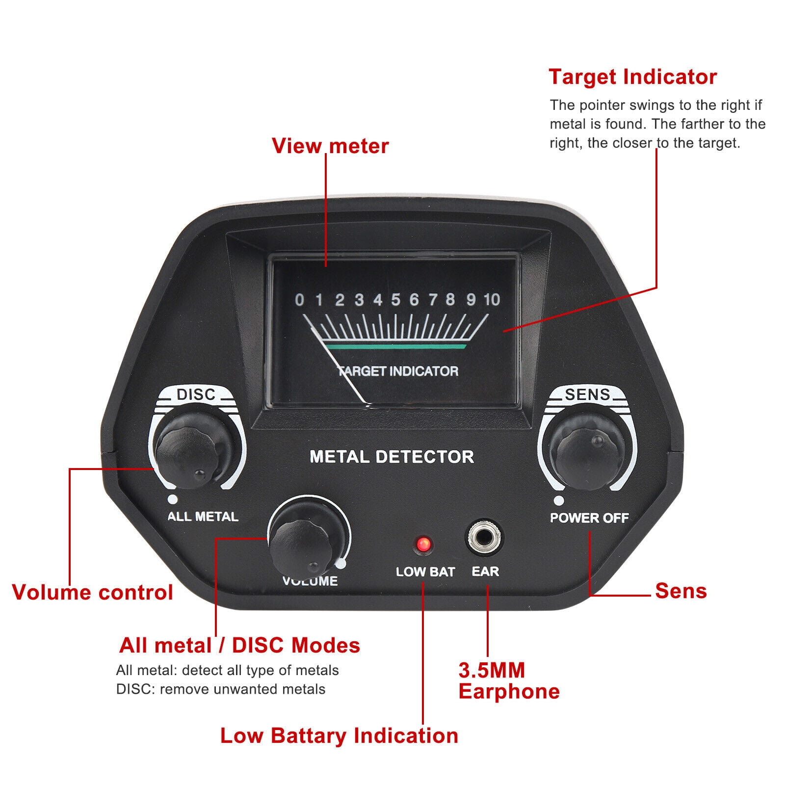 LineYDI Waterproof LCD Metal Detectors Gold Digger Deep Sensitive Hunter Coil Searcher,Black