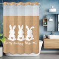 thumbnail image 6 of Every Bunny Welcome No Hooks Shower Curtain with Snap-in Liner Easter Spring White Bunny Silhouette Linen Texture Shower Curtains for Bathroom, Waterproof, Easy Install, Washable 60"x72", 6 of 9