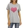 thumbnail image 3 of Ichuanyi Womens Tops, Valentine's Day Women's Casual T-Shirt Funny Heart Printed Short Sleeve O-Neck Tees Top, 3 of 4