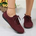 thumbnail image 2 of EKVAHL Casual Sneakers for Women, Faux Suede Low Top Walking Shoes, Flexible Soft Sole Lightweight Daily Driving Tennis Shoes Red, 2 of 5