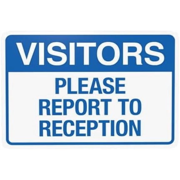 Visitors Please Report To Reception Warning Sign, Visitor Metal Signs for Home Business Outdoor Indoor Road Yard Garage Street Wall Caution Custom Decor 12 x 8 Inch